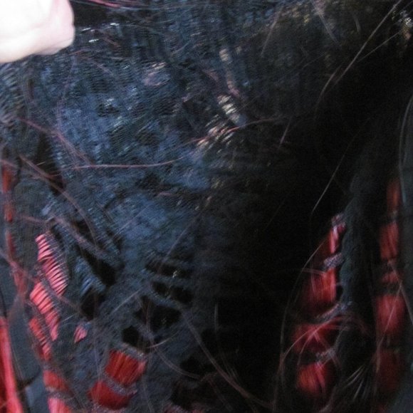 Ladies Synthetic Black & Bright Red Highlights Long Layered Wave Wig 27" - Picture 5 of 6